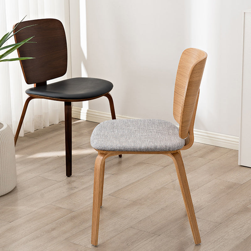 Chaise de salle à manger en bois avec revêtement en cuir PU simplicité contemporaine pour salon 