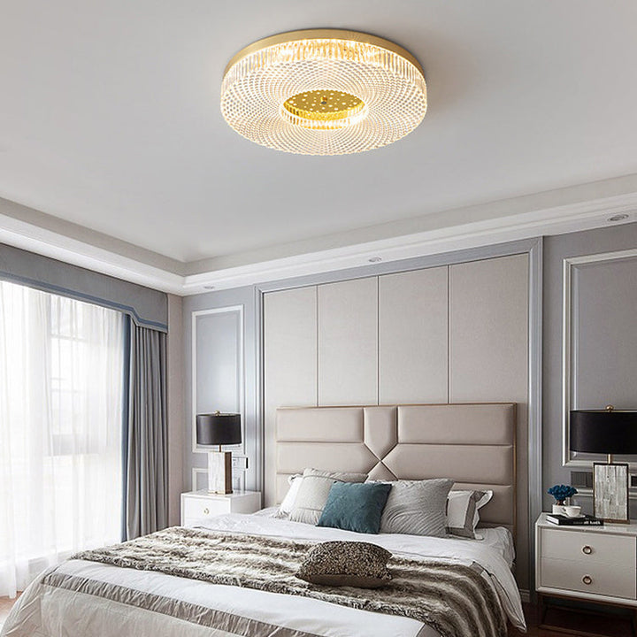 Moderne unbedeutende runde kupferne Acryl-LED-Unterputz-Deckenleuchte für Schlafzimmer 