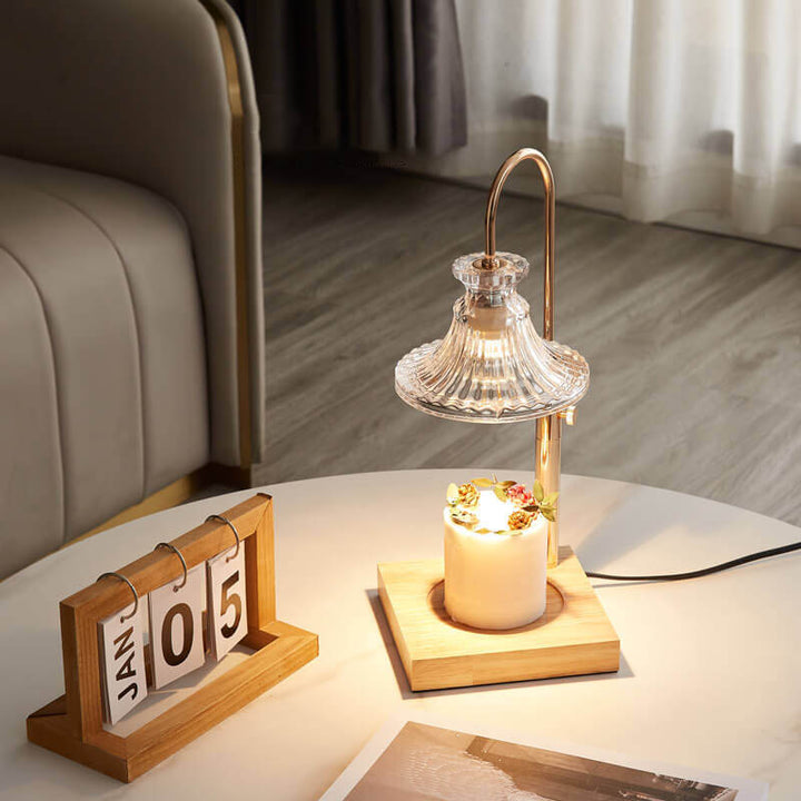 Modern Simplicity Iron Glass Flower Shape 1-Light Melting Wax Table Lamp For Bedroom