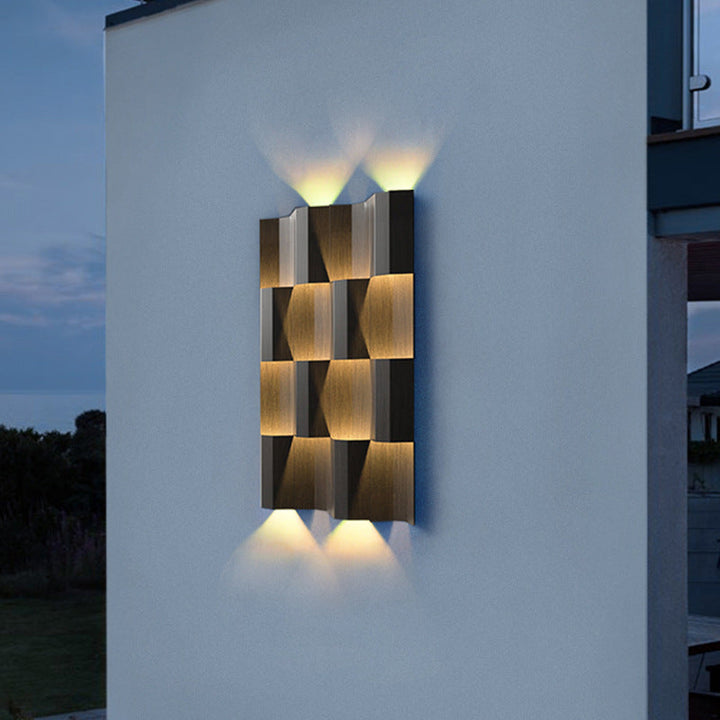 Lámpara de apliqué de pared LED rectangular de acero inoxidable, retro contemporánea e impermeable, para patio exterior 