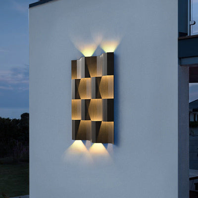 Applique murale LED rectangulaire en aluminium étanche rétro contemporain pour patio extérieur 
