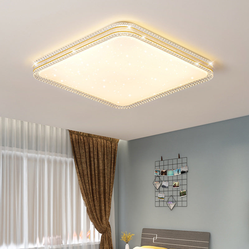 Contemporary Scandinavian Iron Acrylic Round Square Acrylic Skeleton Border LED Flush Mount Ceiling Light For Living Room