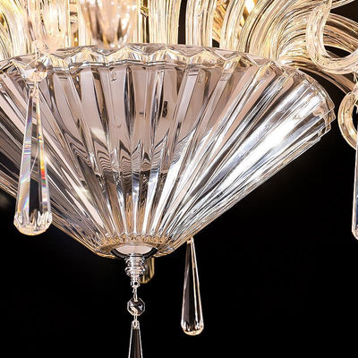 Traditional French Petal Candelabra Glass Crystal 6/8/12 Chandelier For Living Room