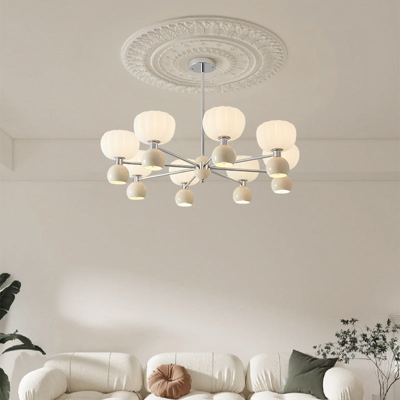 Lustre Contemporain Créatif Citrouille Orbe Fer Aluminium Acrylique 6/12/16 Lumières Pour Salon 
