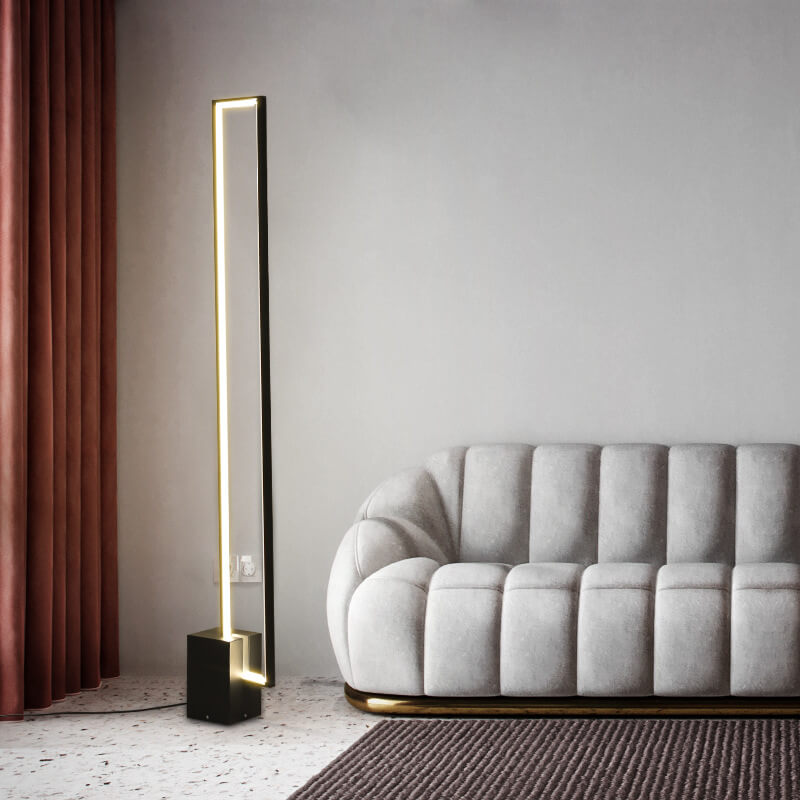 Nordic Minimalist Iron Frame Aluminum Rectangle LED Standing Floor Lamp