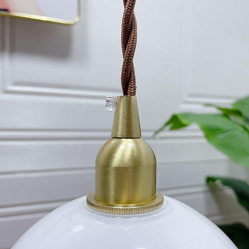 Französische Moderne Minimalistische Florale Messing Glas 1-Licht Pendelleuchte 