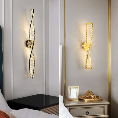مصباح حائط LED بتصميم بلوري نحاسي ملتوي على الطراز الإسكندنافي المعاصر لغرفة المعيشة 