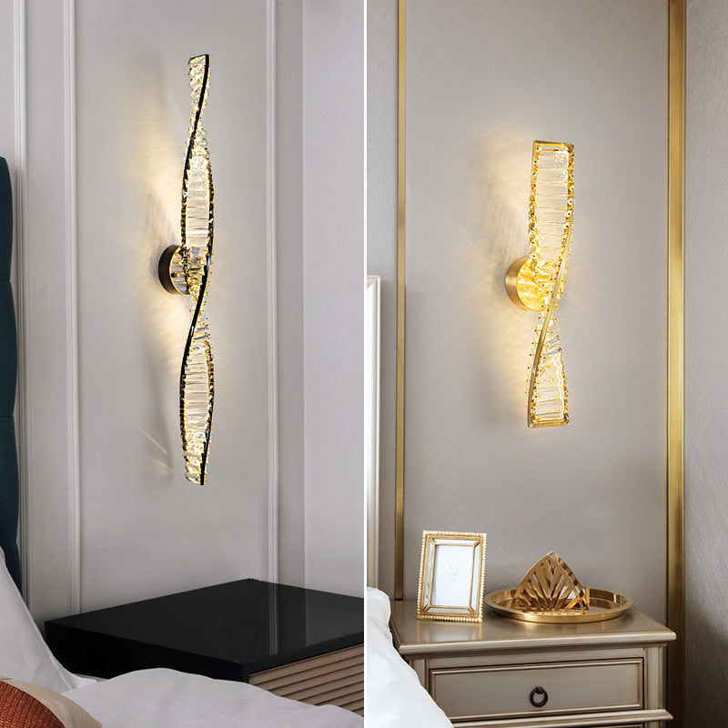 مصباح حائط LED بتصميم بلوري نحاسي ملتوي على الطراز الإسكندنافي المعاصر لغرفة المعيشة 