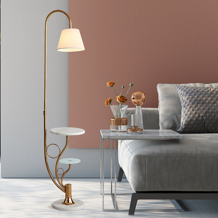 Moderner minimalistischer Marmortisch Eisen Leinen Glas 1-Licht Stehende Stehlampe 