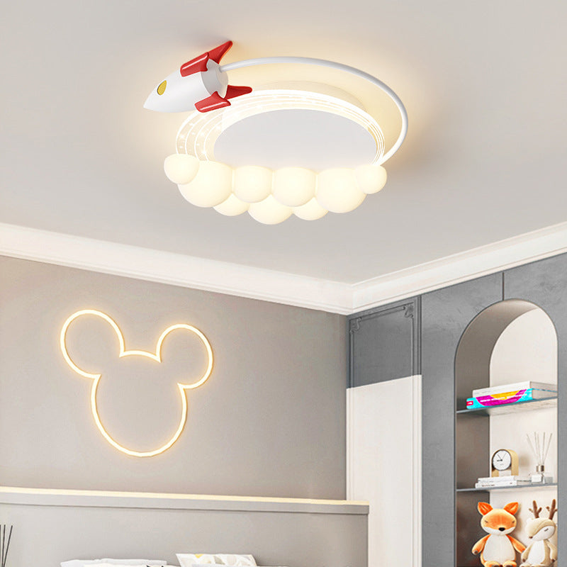 Moderne Art Deco Kinder Eisen PE Rakete Wolke Runde LED Unterputz Deckenleuchte Für Schlafzimmer 