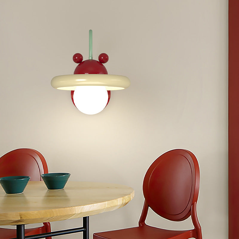 Zeitgenössische kreative Kegel Doppelschicht Scheibe Eisen Glas 1-Licht Wandleuchte Lampe für Wohnzimmer 