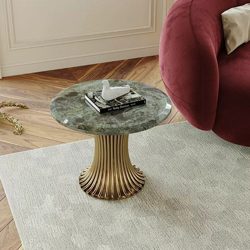 Ensemble de tables basses rondes contemporaines en marbre et acier inoxydable pour salon 