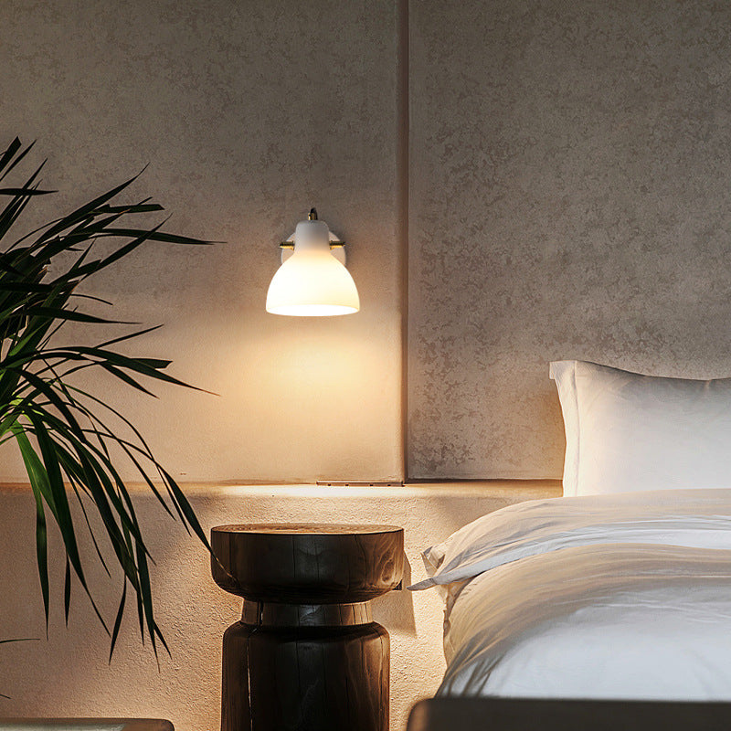 Lámpara de Aplique de Pared de 1 Luz Hemisferoide de Vidrio de Hierro de Simplicidad Moderna para Cabecera 