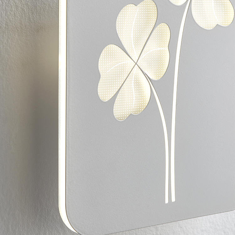Applique murale LED rectangulaire en fer acrylique, simple et moderne, trèfle à quatre feuilles, carré, cœur d&