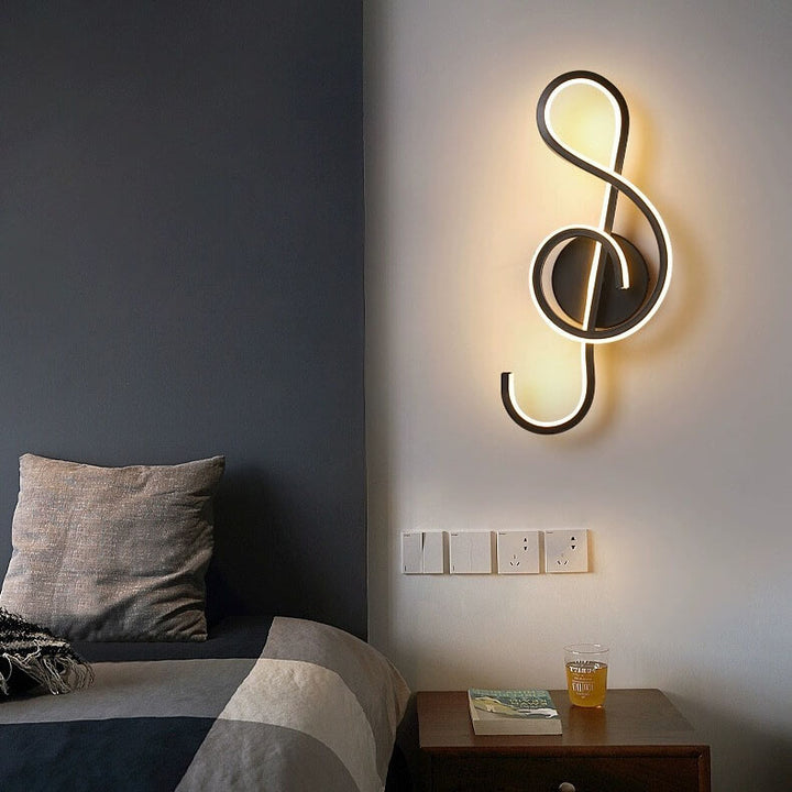 Abat-jour en Silicone souple avec Note de musique, Art déco moderne, applique murale LED pour chambre à coucher 