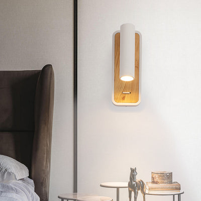 Lámpara de Aplique de Pared LED de Cilindro Giratorio Moderno Minimalista de Aluminio y Acrílico para Dormitorio 