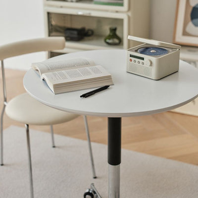 Zeitgenössischer Einfachheit MDF Runder Couchtisch Höhenverstellbar Neigung Caster Für Wohnzimmer 