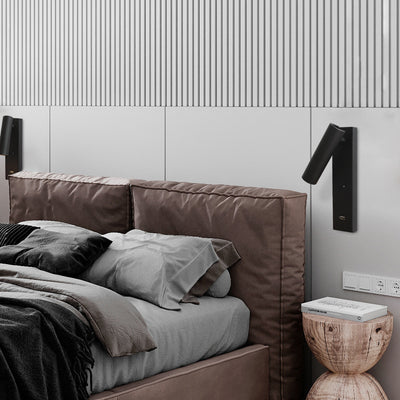 Moderne Mid-Century Halbzylinder Eisen Aluminium USB LED Wandleuchte Lampe für Schlafzimmer 