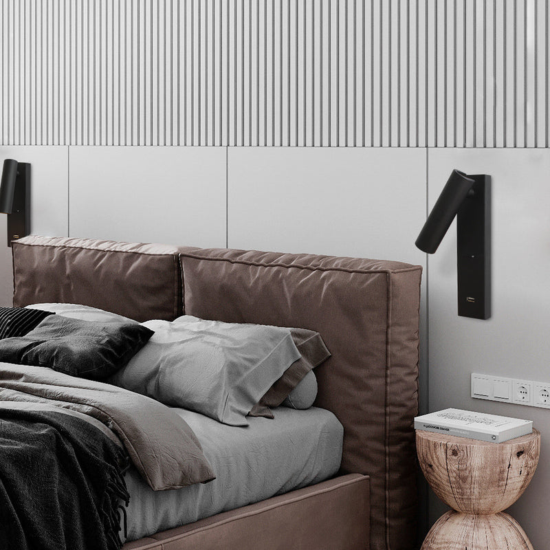 Moderne Mid-Century Halbzylinder Eisen Aluminium USB LED Wandleuchte Lampe für Schlafzimmer 