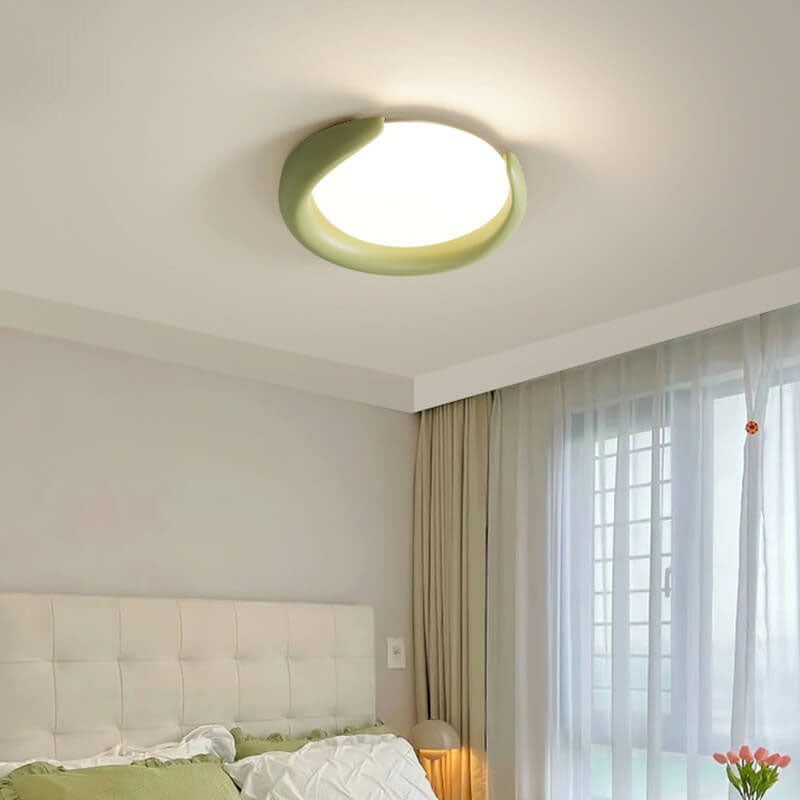 Nordic Crescent Moon Round LED Flush Mount Ceiling Light