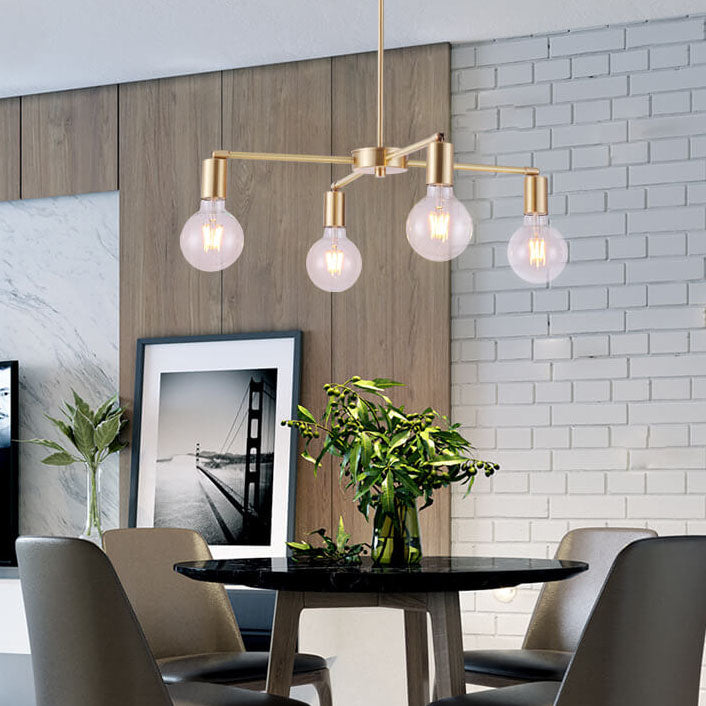 Contemporary Nordic Copper Branch Design 3/4/6/8/10-Light Chandelier For Living Room