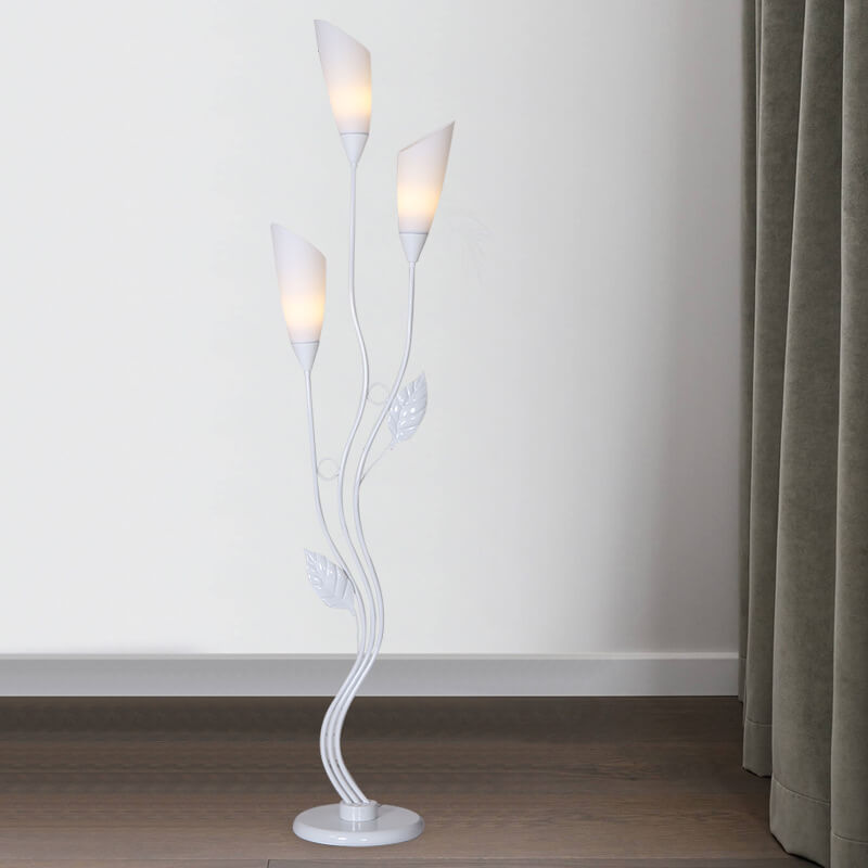 Retro Creative Acrylic Flower Shade Iron Leaf Decor Frame 1-Light Standing Floor Lamp