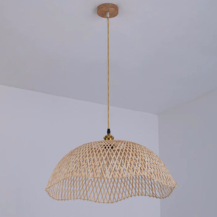 Moderne minimalistische Weben Bambus Laternen 1-Licht Pendelleuchte 