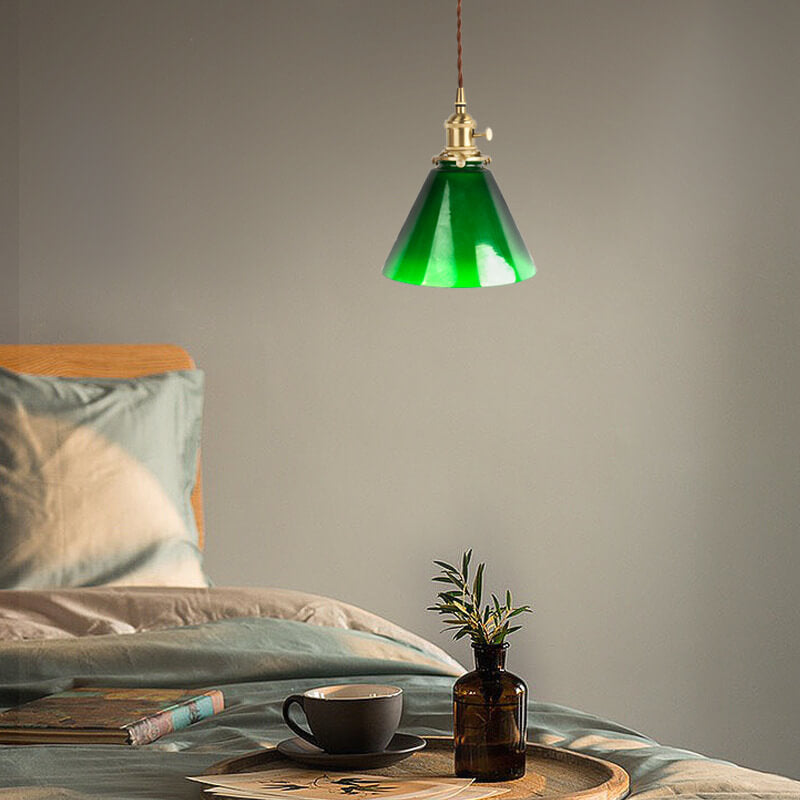 Suspension lumineuse moderne simple en verre émeraude à 1 ampoule 