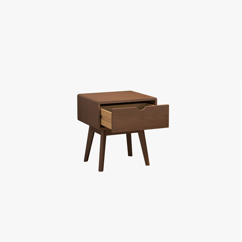 Table de nuit en bois de caoutchouc carré cubique rectangulaire moderne avec 1/2 tiroir pour chevet 