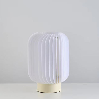 مصباح طاولة LED بقاعدة من الحديد والأكريليك والقماش بتصميم دائري بسيط وعصري لغرفة النوم 