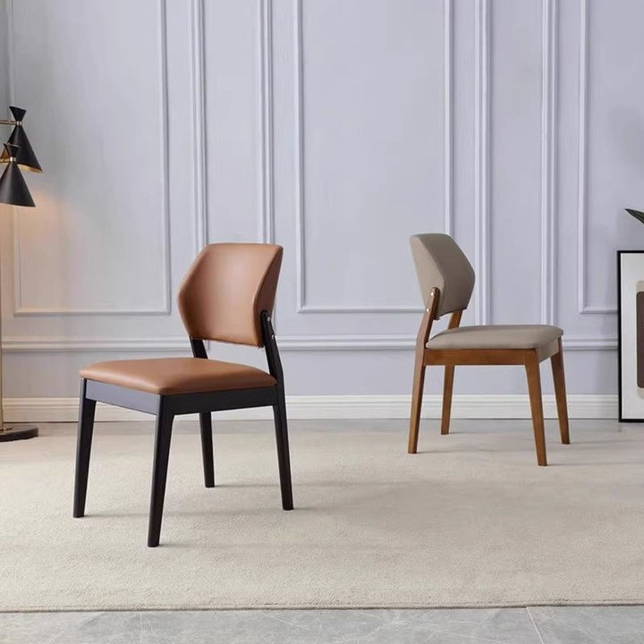 Chaise de salle à manger contemporaine nordique en similicuir rembourré avec dossier ouvert sans accoudoirs pour salle à manger 