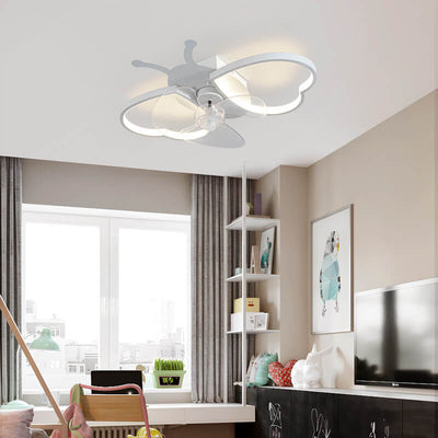 Nordic Creative Silicone Butterfly Shape LED Flush Mount Ceiling Fan Light