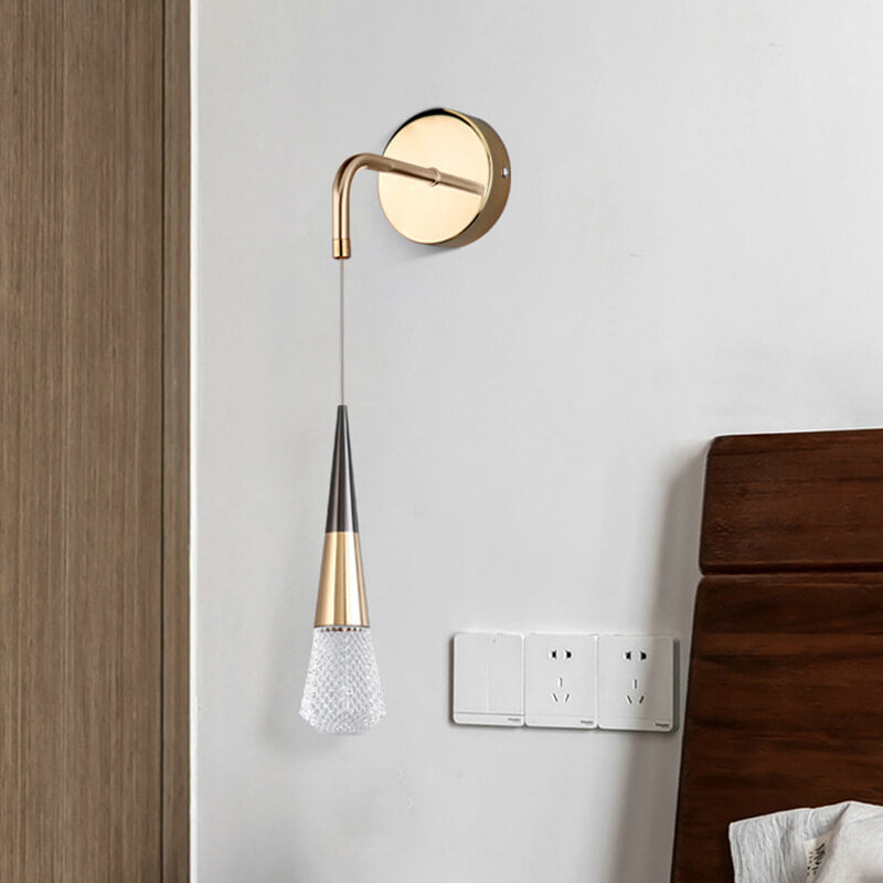 Applique murale LED en aluminium de luxe moderne avec forme de diamant en cristal 