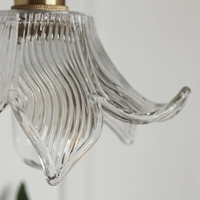 Zeitgenössische kreative florale Messingglas-Pendelleuchte mit 1 Licht für Wohnzimmer 