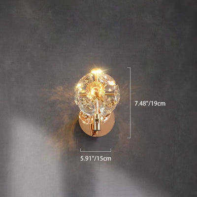 Applique murale à LED avec boule de cristal en matériel de luxe contemporain pour salon 