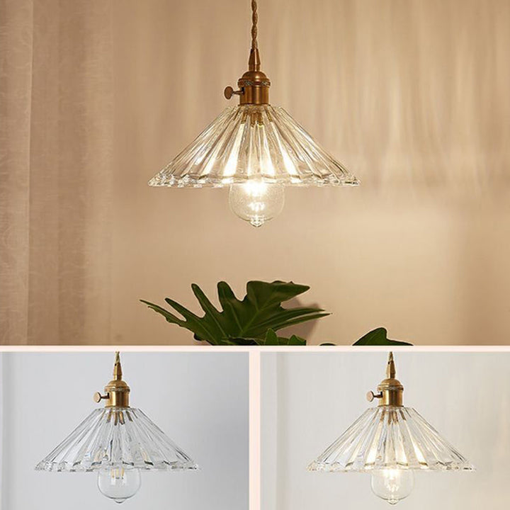 Suspension Luminaire en Laiton et Verre Vintage Traditionnel à 1 Lumière pour Salon 