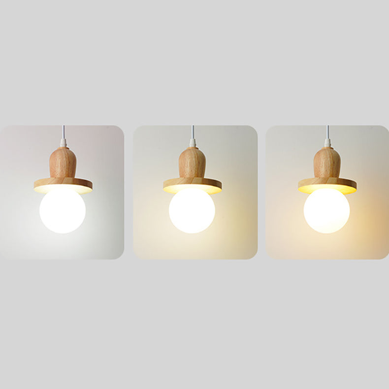 Lámpara de araña de isla de 1/3/5 luces con pantalla de vidrio de globo y marco lineal de madera tradicional japonesa para sala de estar 