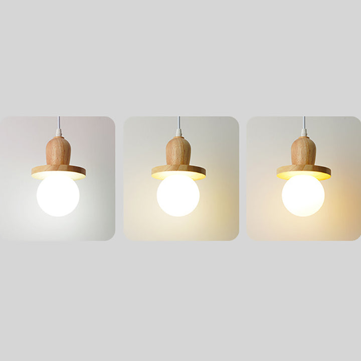 Lámpara de araña de isla de 1/3/5 luces con pantalla de vidrio de globo y marco lineal de madera tradicional japonesa para sala de estar 