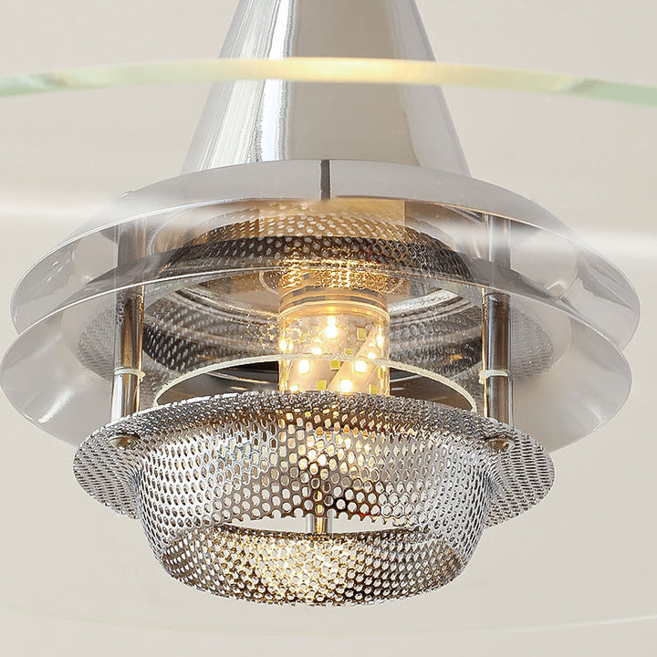 Lámpara colgante de vidrio de hierro cónico escandinavo contemporáneo de 1 luz para dormitorio 