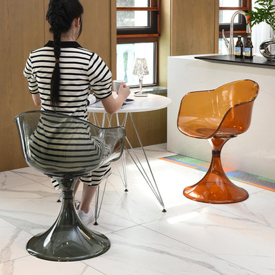 Silla de comedor con respaldo de diseño de arco de plásticos acrílicos nórdicos contemporáneos para comedor 