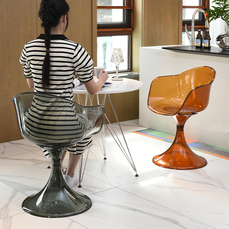 Silla de comedor con respaldo de diseño de arco de plásticos acrílicos nórdicos contemporáneos para comedor 