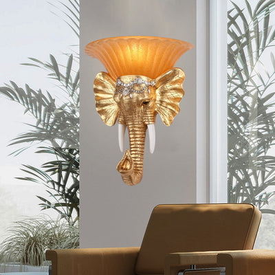 Kreative Vintage Elephant Resin 1-Light Wandleuchte 