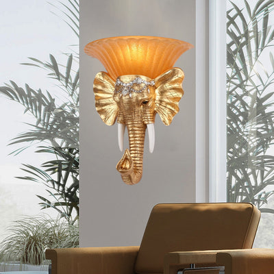 Creative Vintage Elephant Resin 1-Light Wall Sconce Lamp