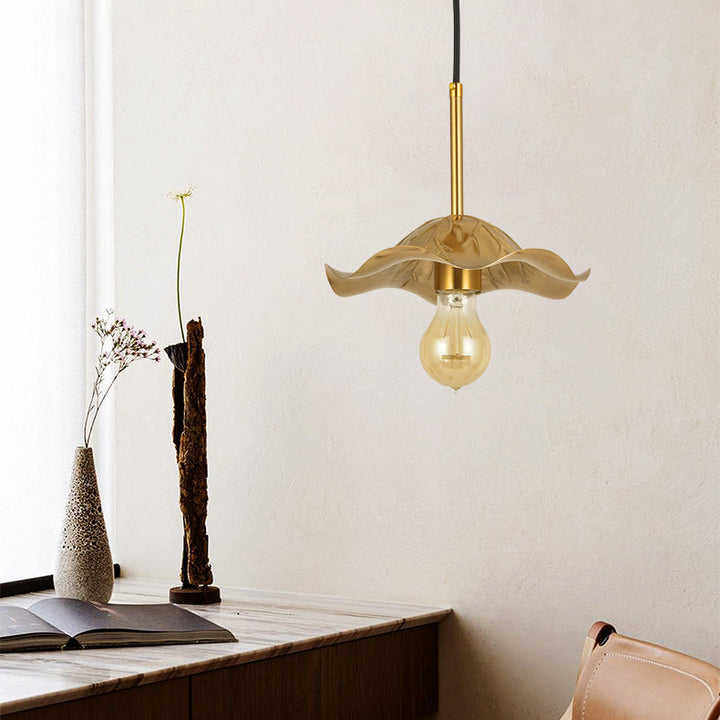 Zeitgenössische skandinavische Lotusblatt-Pendelleuchte aus Eisen mit 1 Licht für Wohnzimmer 