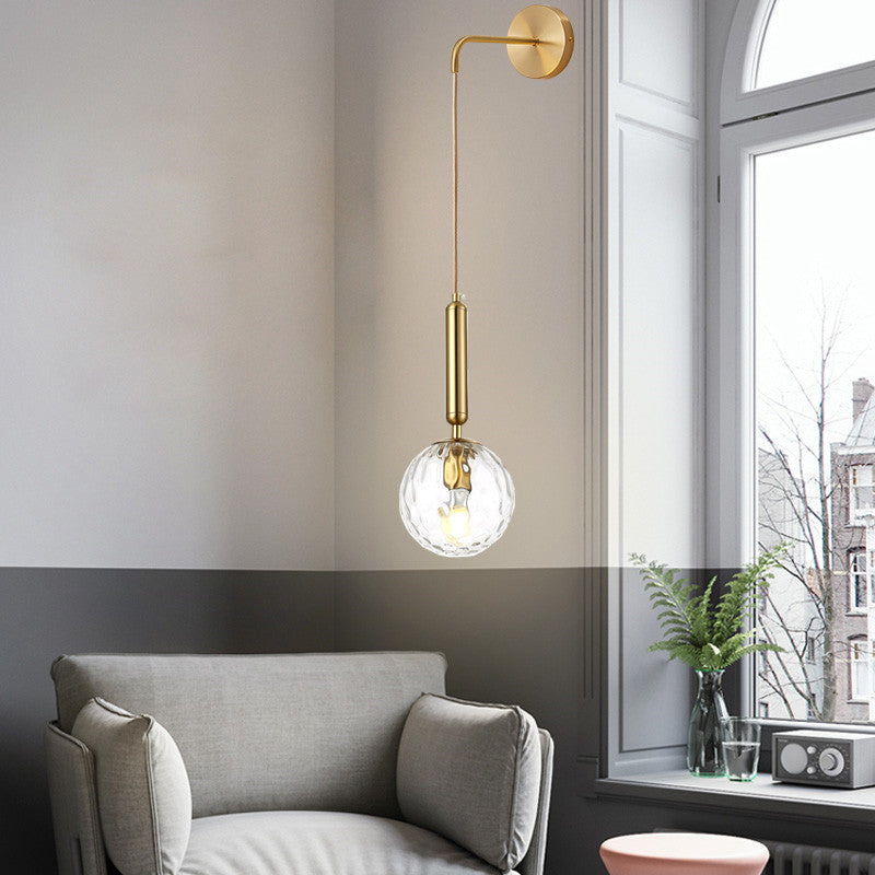 Lampe murale contemporaine Nordic Orb Hardware Glass 1-Light pour salon 