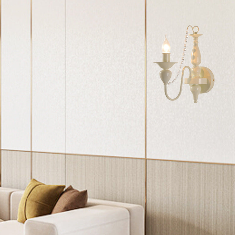 Applique Murale Traditionnelle en Fer Cristal Français 1/2 Lumière pour Chambre 