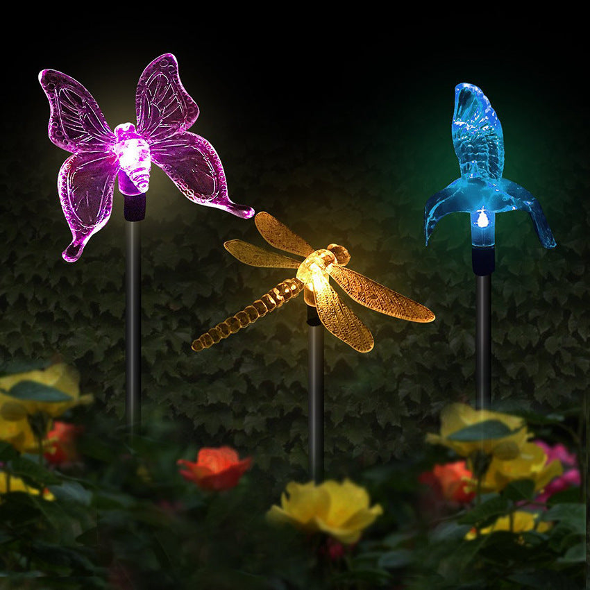 Solar Hummingbird Butterfly Dragonfly Outdoor Courtyard LED Ground Insert Path Light