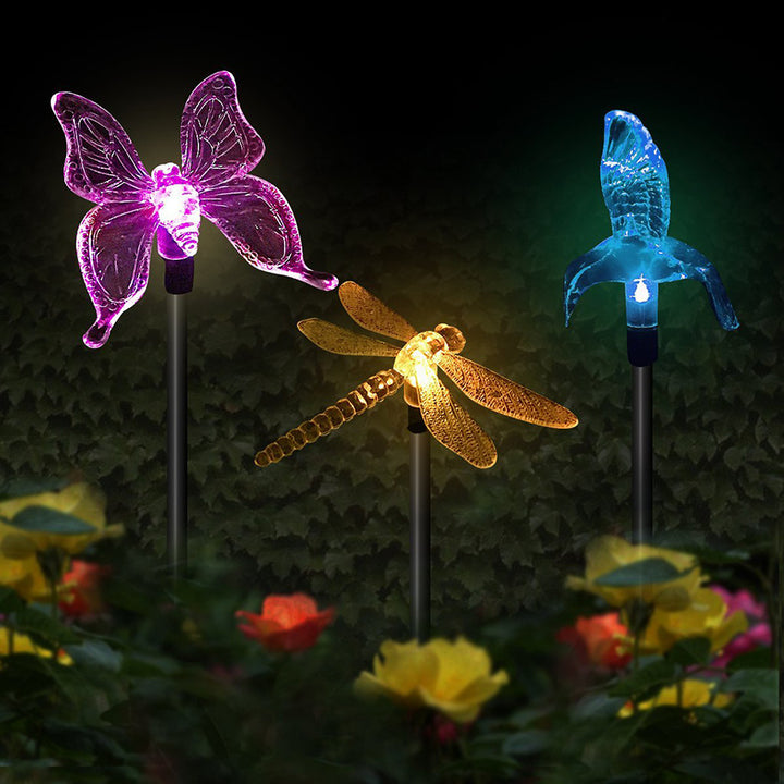 Solar Hummingbird Butterfly Dragonfly Outdoor Courtyard LED Ground Insert Path Light