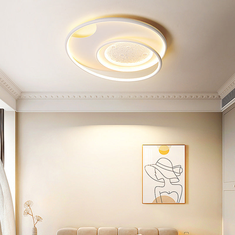 Plafonnier LED en aluminium, résine et silicone, rond minimaliste moderne, pour chambre à coucher 