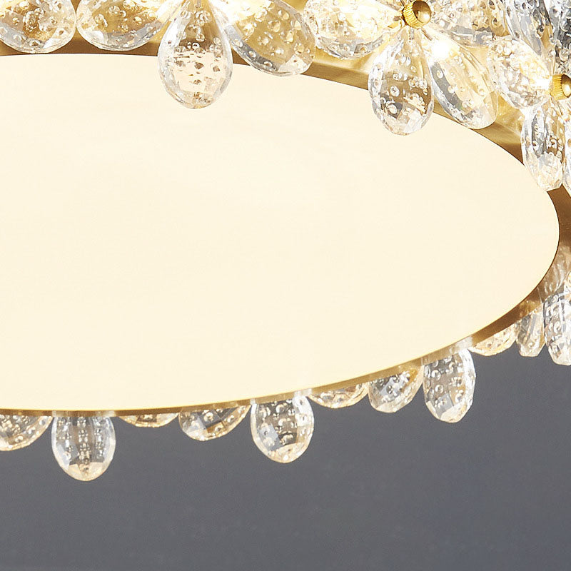 Luz de techo semi-empotrada contemporánea creativa cilíndrica de flor de cerezo de cobre con cristal LED para sala de estar 